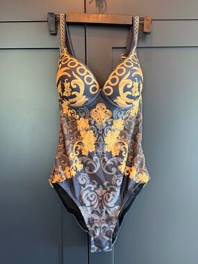 Printed One-Piece Swimsuit with skirt
